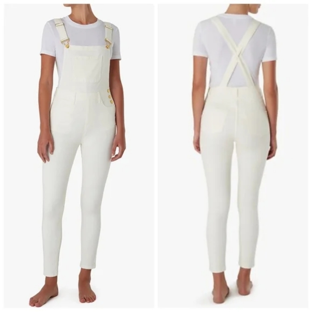 NWT We Wore What High Rise Skinny Overall in White Stretch Coveralls $195